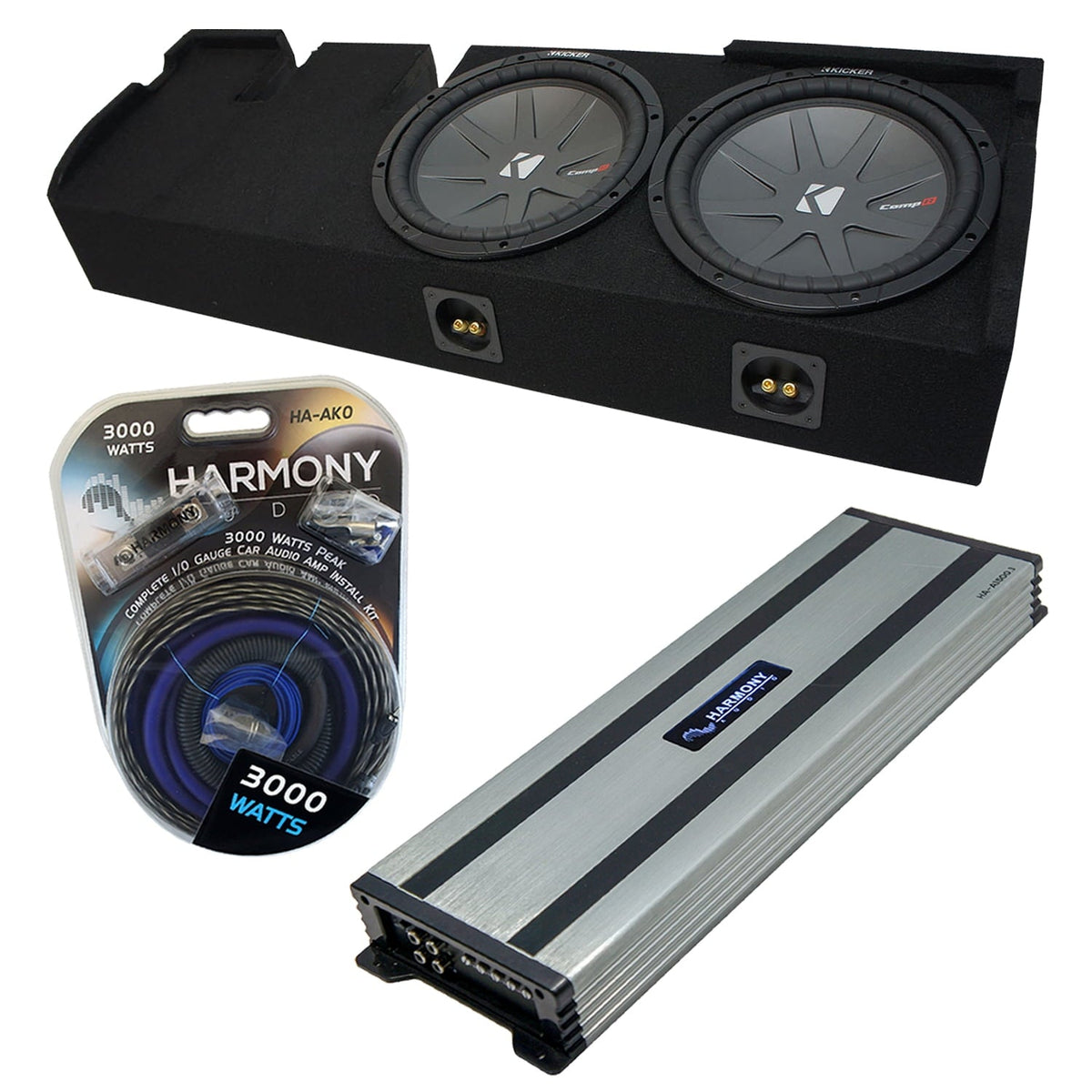 01-03 Ford F-150 Super Crew Truck Kicker CompR CWR10 Dual 10Sub Box HA-A1500.1