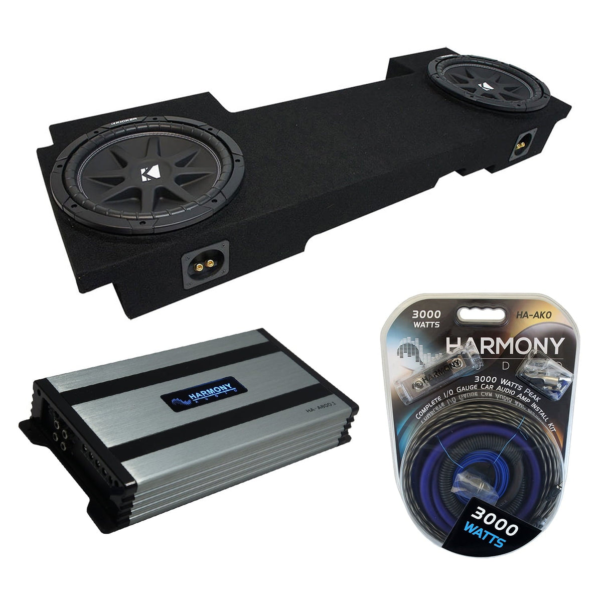 01-06 Chevy Silverado HD Crew Kicker Comp C12 Dual 12Sub Box HA-A800.1 Amp