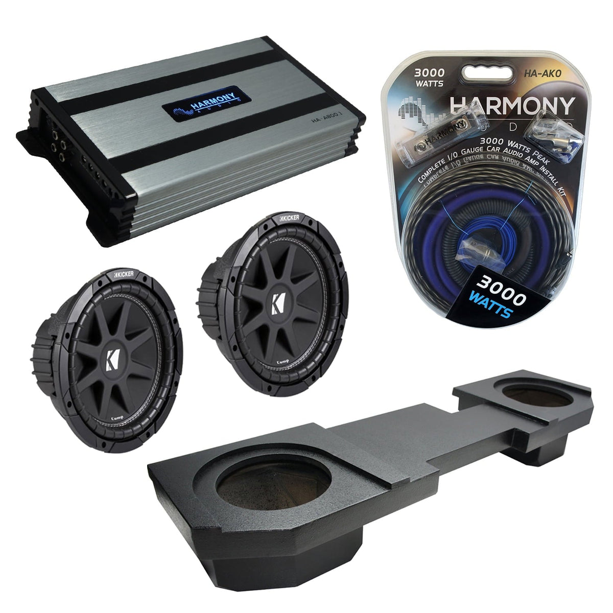02-18 Fits Dodge Ram Quad or Crew Kicker Comp C10 Dual 10Sub Box HA-A800.1