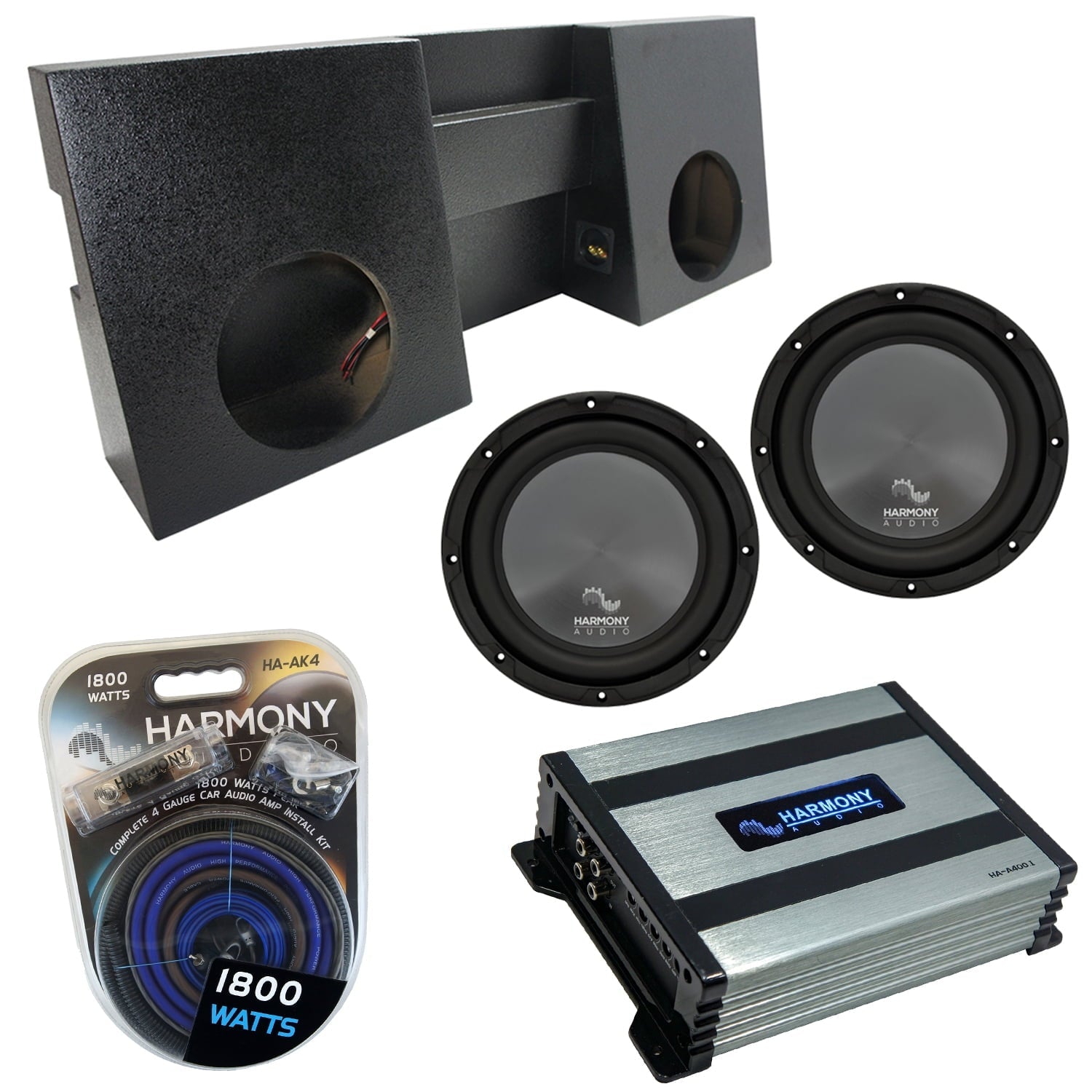 05-UP Toyota Tacoma Double Cab Harmony R104 Dual 10Rhino Sub Box & HA-A400.1