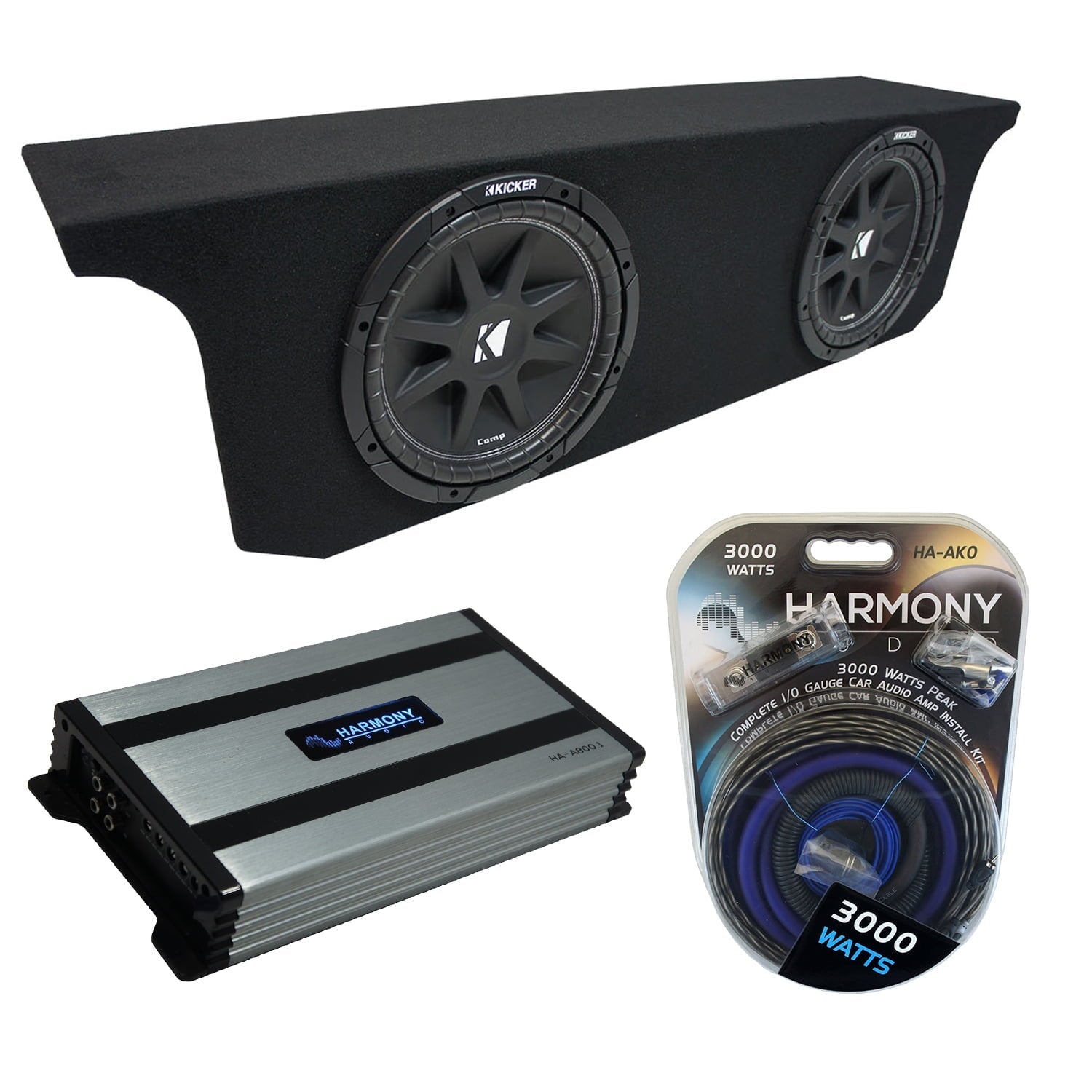 07-17 Jeep Wrangler JK Unlimited Kicker Comp C12 Dual 12 Sub Box HA-A800.1 Amp