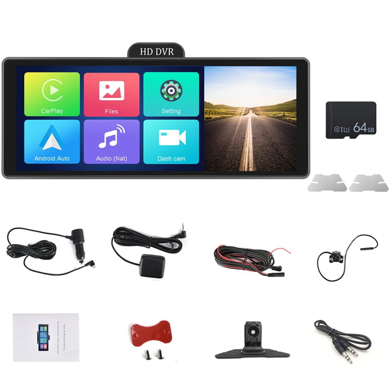 10.26In 4K DVR Car Monitor Carplay Android Auto Dashboard ADAS Dash Cam Dual Cameras GPS Navigation WIFI FM IPS Screen B