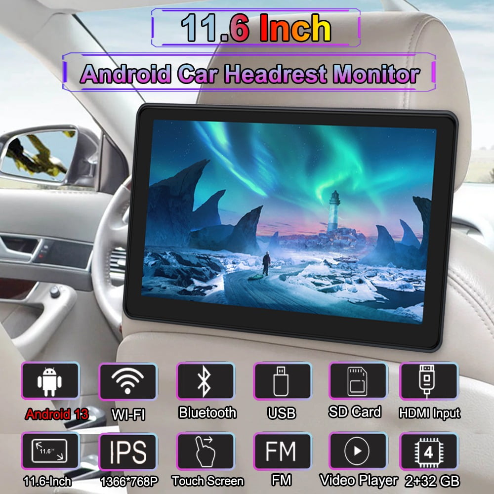 11.6 inch Car Android Headrest Monitor IPS INCELL Panel 1366X768 2+32GB