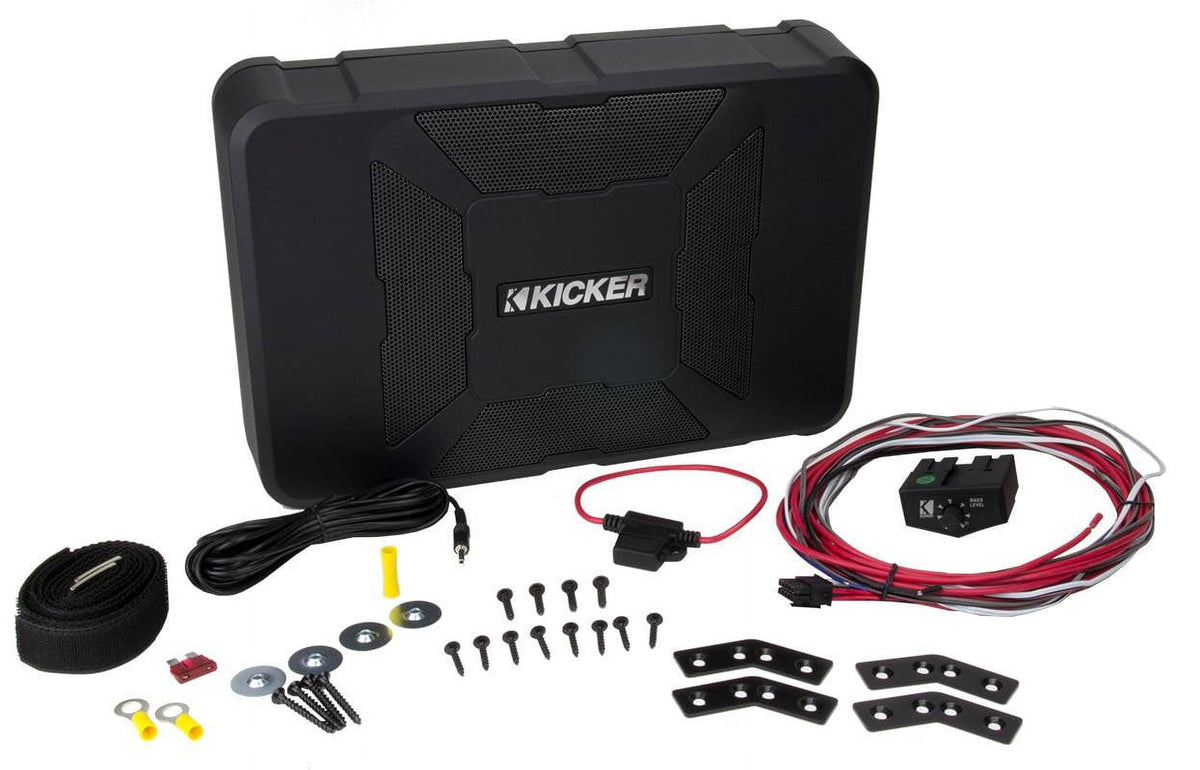 Kicker Wireless Compact Powered Car Subwoofer, Black, 8