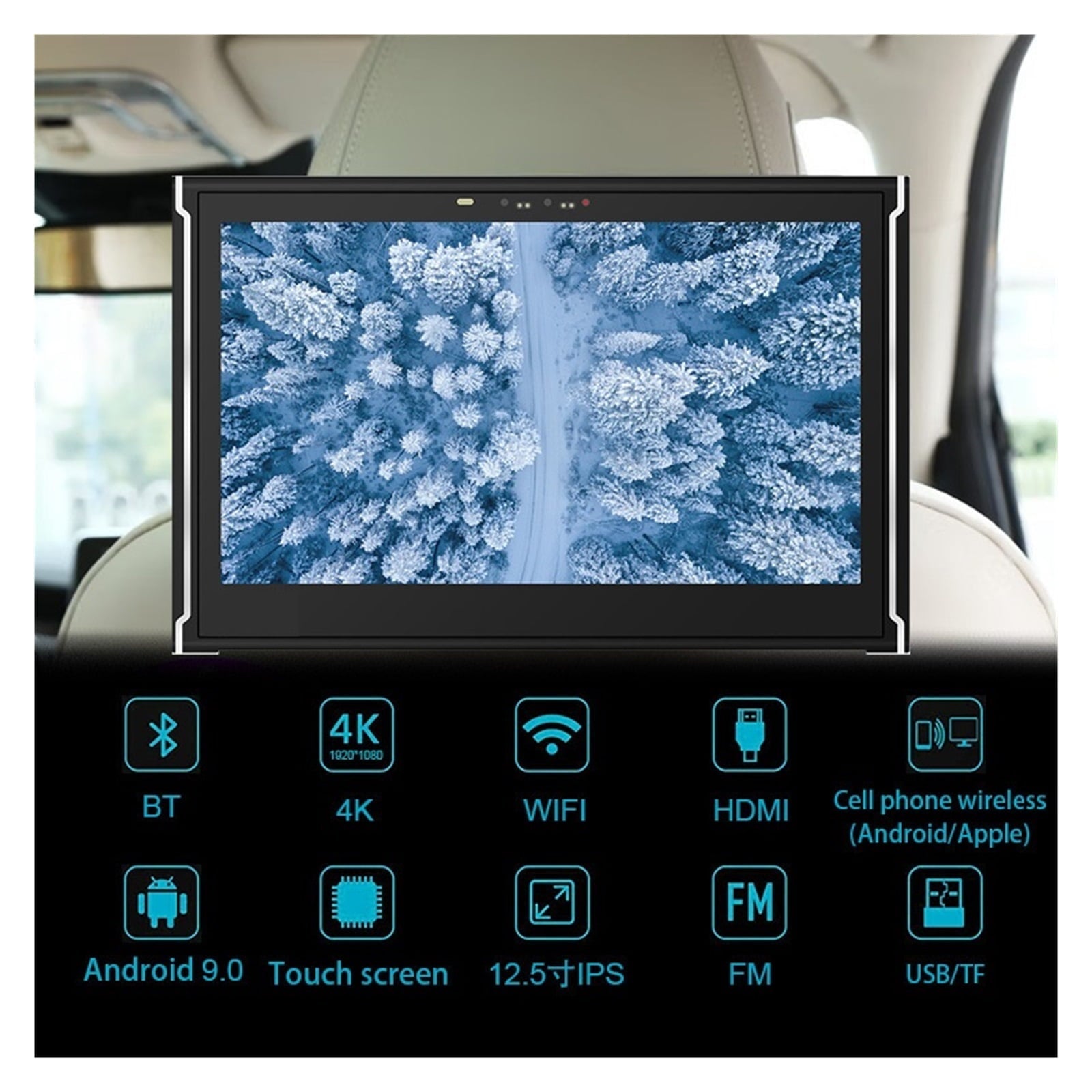 12.5 Inch Headrest Panel External Panel 12.5 Inch Car Rear Panel ,Easy to Use