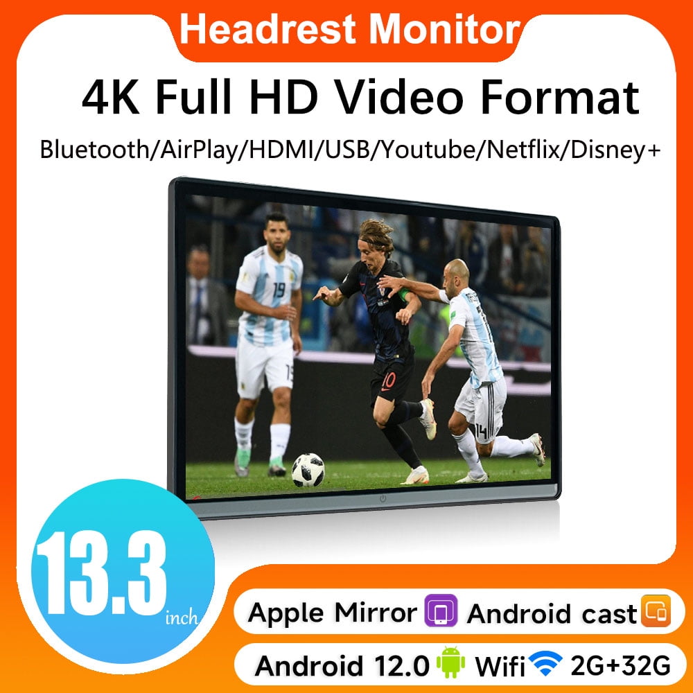 13.3 inch Headrest Monitor Monitor IPS Android12 Tablet Touch Screen Dual HMDI For Car Rear Seat Player Video Music FM BT AirPlay
