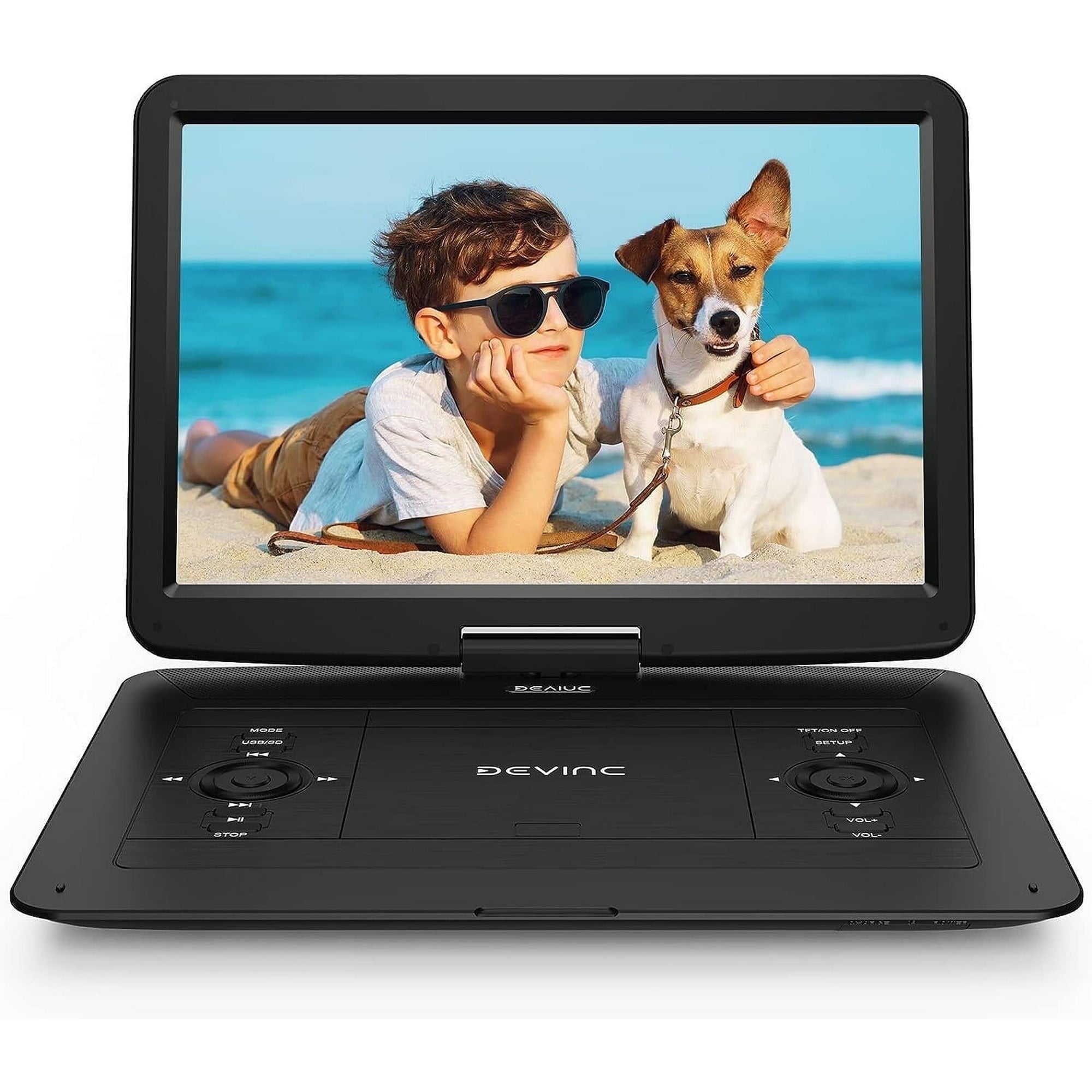 17.9Portable DVD Player with 15.6Swivel HD Large Screen, 6 Hrs 5000mAH Rechargeable Battery, High Volume Speaker, Support USB/SD Card/Sync TV, Car Charger, Remote Control