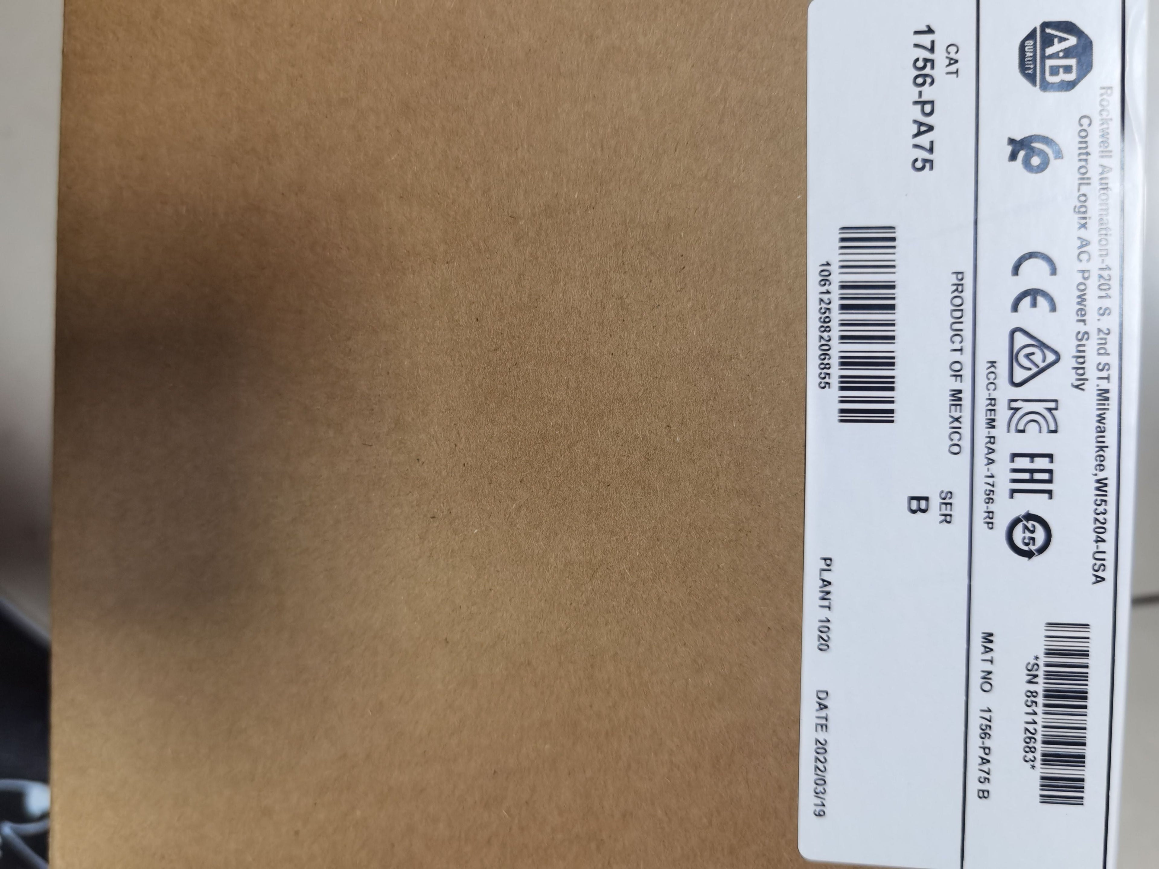 1756-PA75 Allen Bradley  AC Power Supply  New Factory Sealed 1 Year Coverage