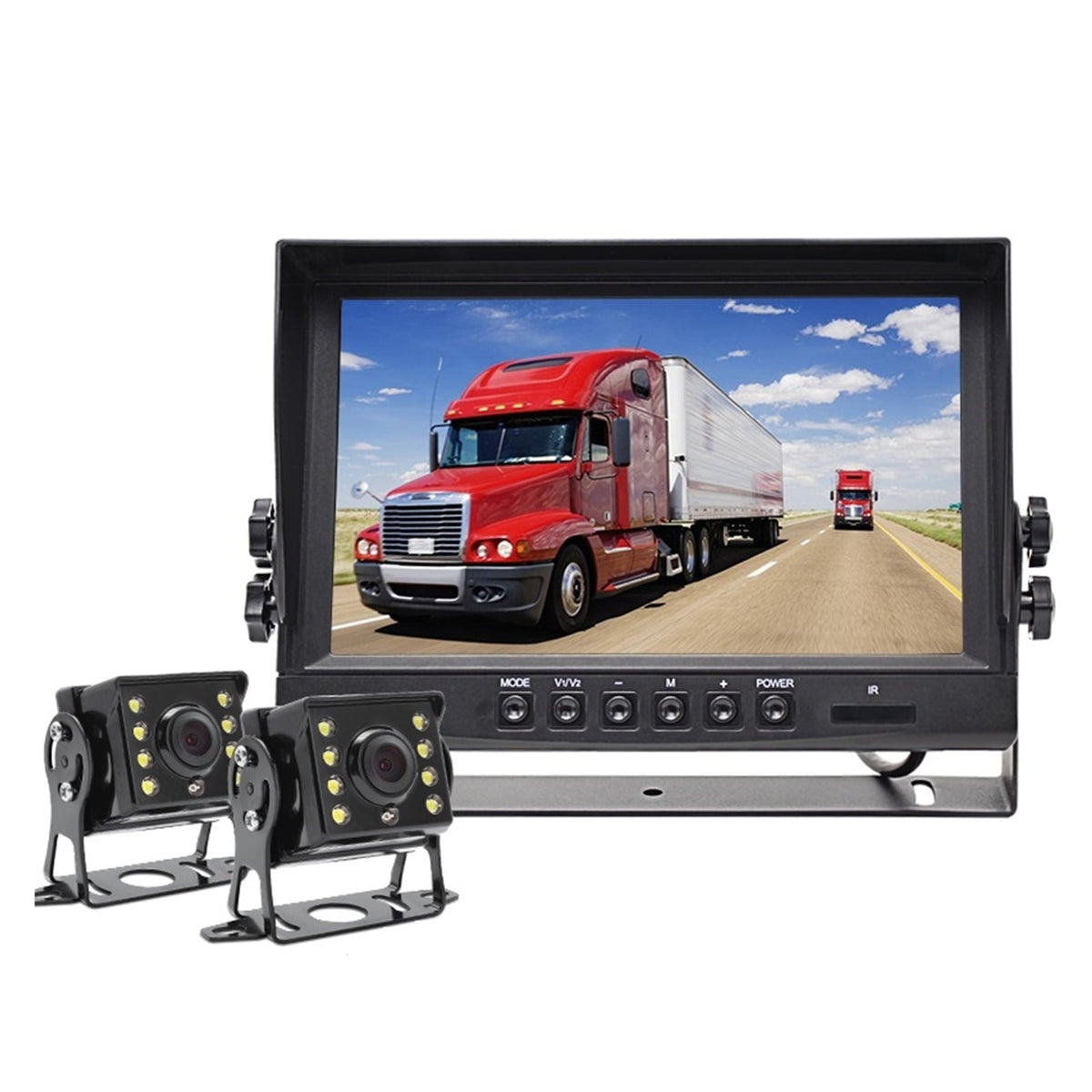 1920x1080P 9 Inch IPS Screen Truck Bus Vehicle DVR Recorder Parking Monitor With 2 Channels Front Rear Side AHD Car Camera