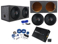 (2) Crunch CRW12D4 12800w Subwoofers+Sealed Sub Box+Mono Amplifier+Amp Kit