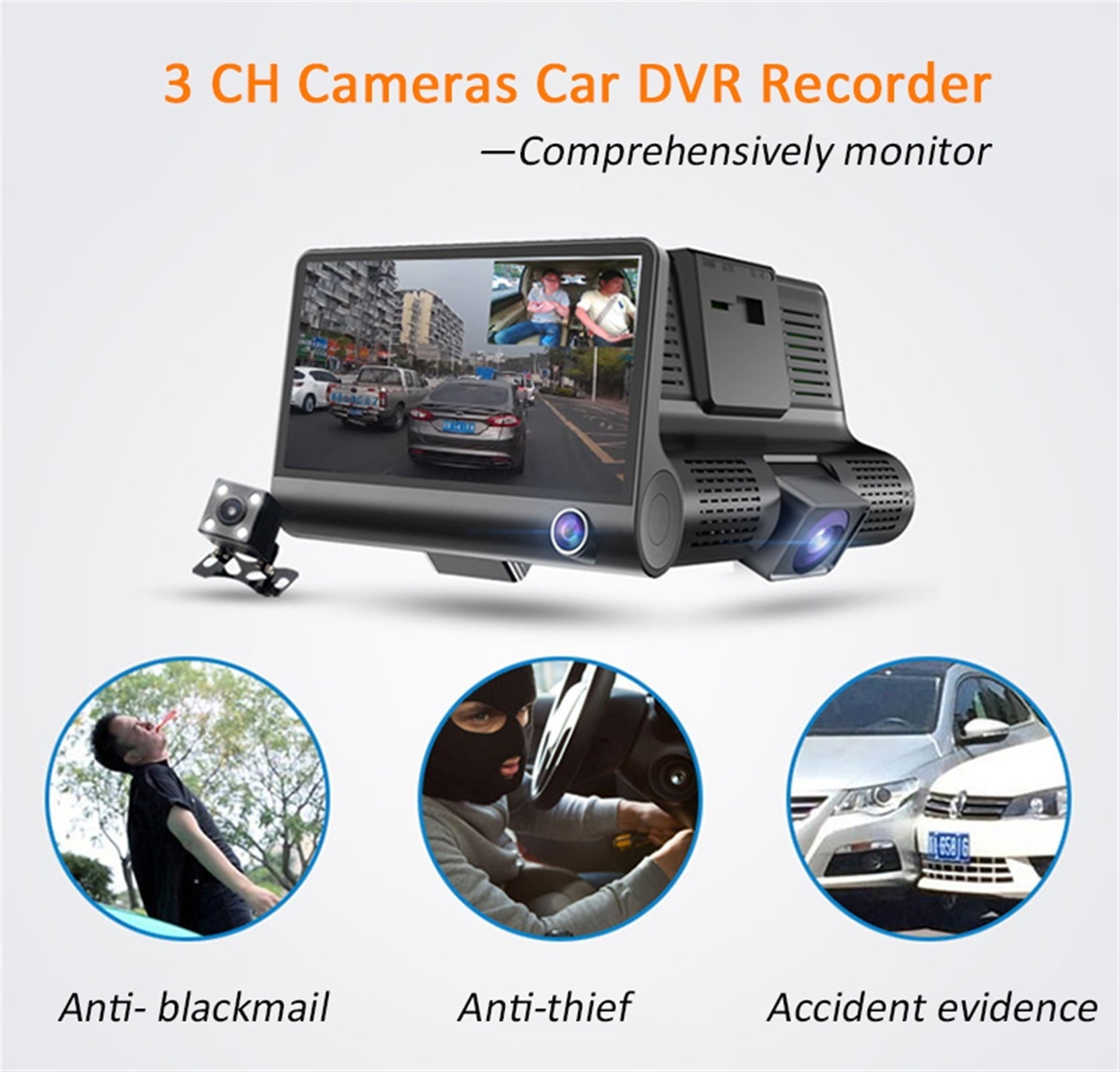 2 In1 English Version 4.0 Inch Car DVR Radar Detector Car-detector Dvr FHD 1080P Anti Radar Detector Dash Cam 3 Lens