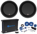 (2) MTX 3512-04S 121200 Watt Shallow Slim Subwoofers Subs+Amplifier+Amp Kit