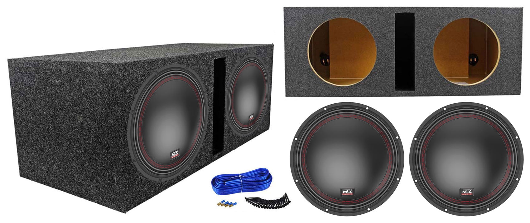 (2) MTX 5510-22 101600 Watt DVC 2-ohm Car Subwoofers+Vented Sub Box Enclosure