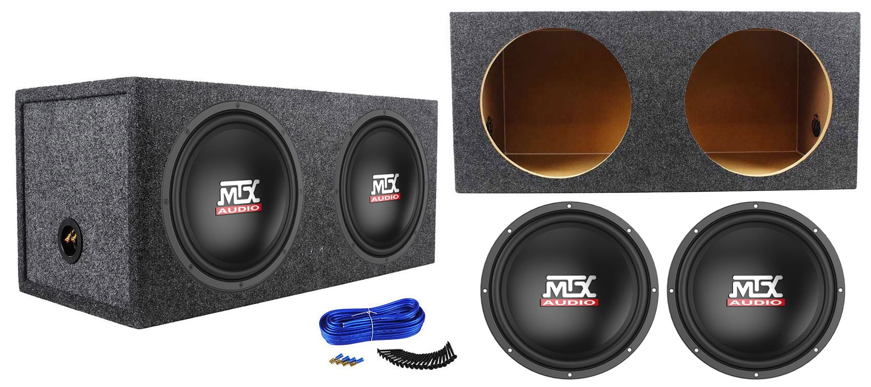 2) MTX Terminator TN12-02 12¡± 800w Car Audio Subwoofers+Sealed Sub Box Enclosure