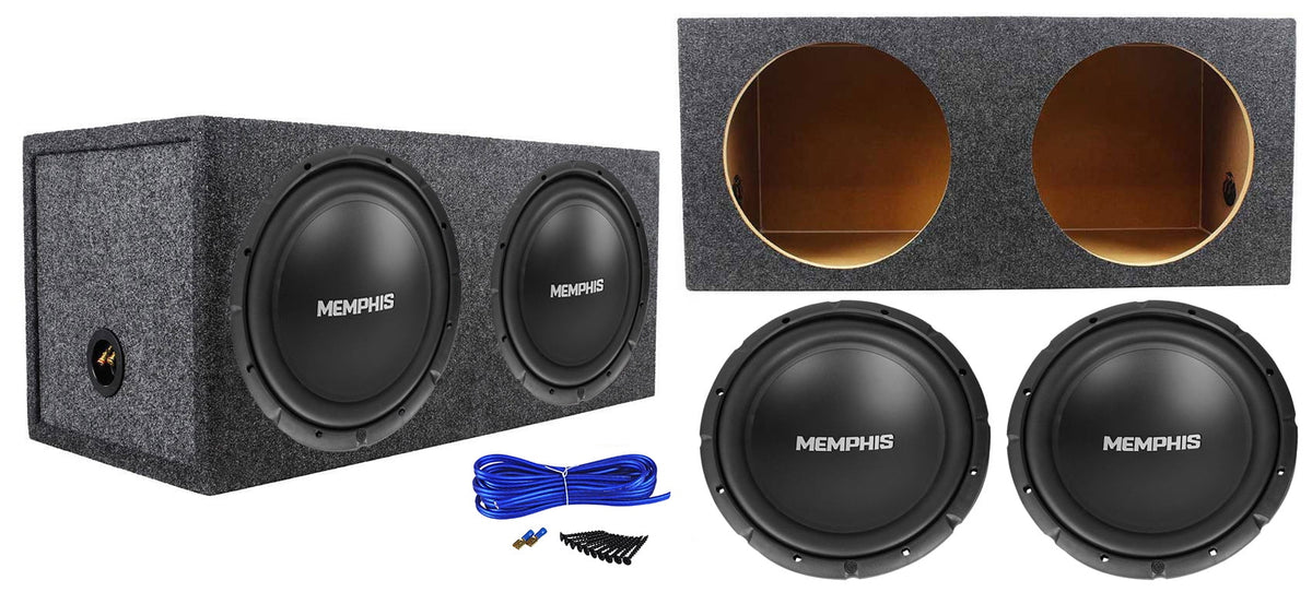 2 Memphis Audio SRX1244 12500w SRX DVC Car Subwoofers+Sealed Sub Box Enclosure