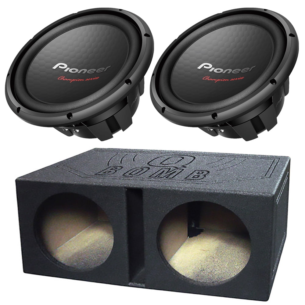 2-Pc. Pioneer TS-W312D4 12Car Dual 4-ohm Subwoofer + QPower QBOMB 12Dual Subwoofer Enclosure Box Bundle