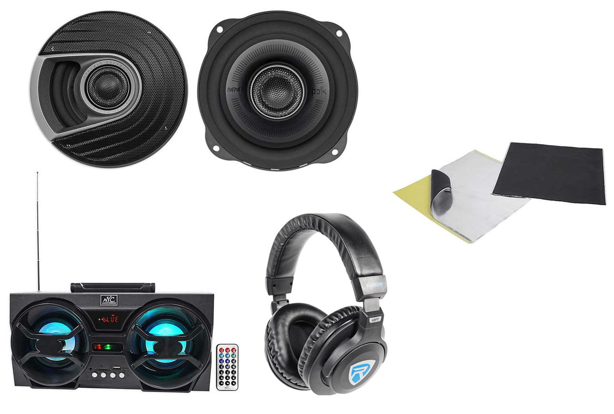 2) Polk Audio MM522 5.25¡± 600 Watt Car Audio Speakers+Rockmat+Speaker+Headphones