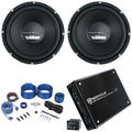 (2) Power Acoustik CBW-124 121500 Watt Car Subwoofers+Mono Amplifier+Amp Kit