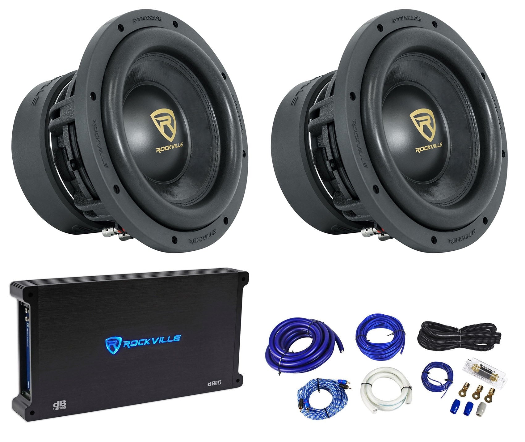 Rockville 10Car Subwoofers, with Mono Amplifier, Copper, Black