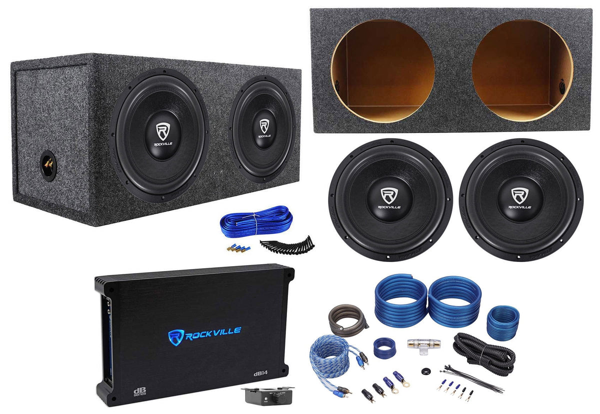 (2) Rockville W12K6D2 V2 124800w Subwoofers+Sealed Box+Mono Amplifier+Amp Kit
