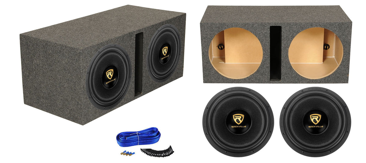 (2) Rockville W15K9D2 1510,000w Car Audio Subwoofers+Vented Sub Box Enclosure