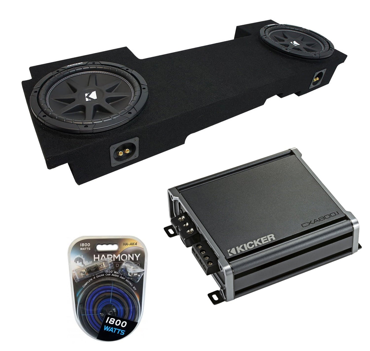 2002-2013 Chevy Avalanche Underseat Kicker Comp C12 Dual 12Sub Box & CXA800.1