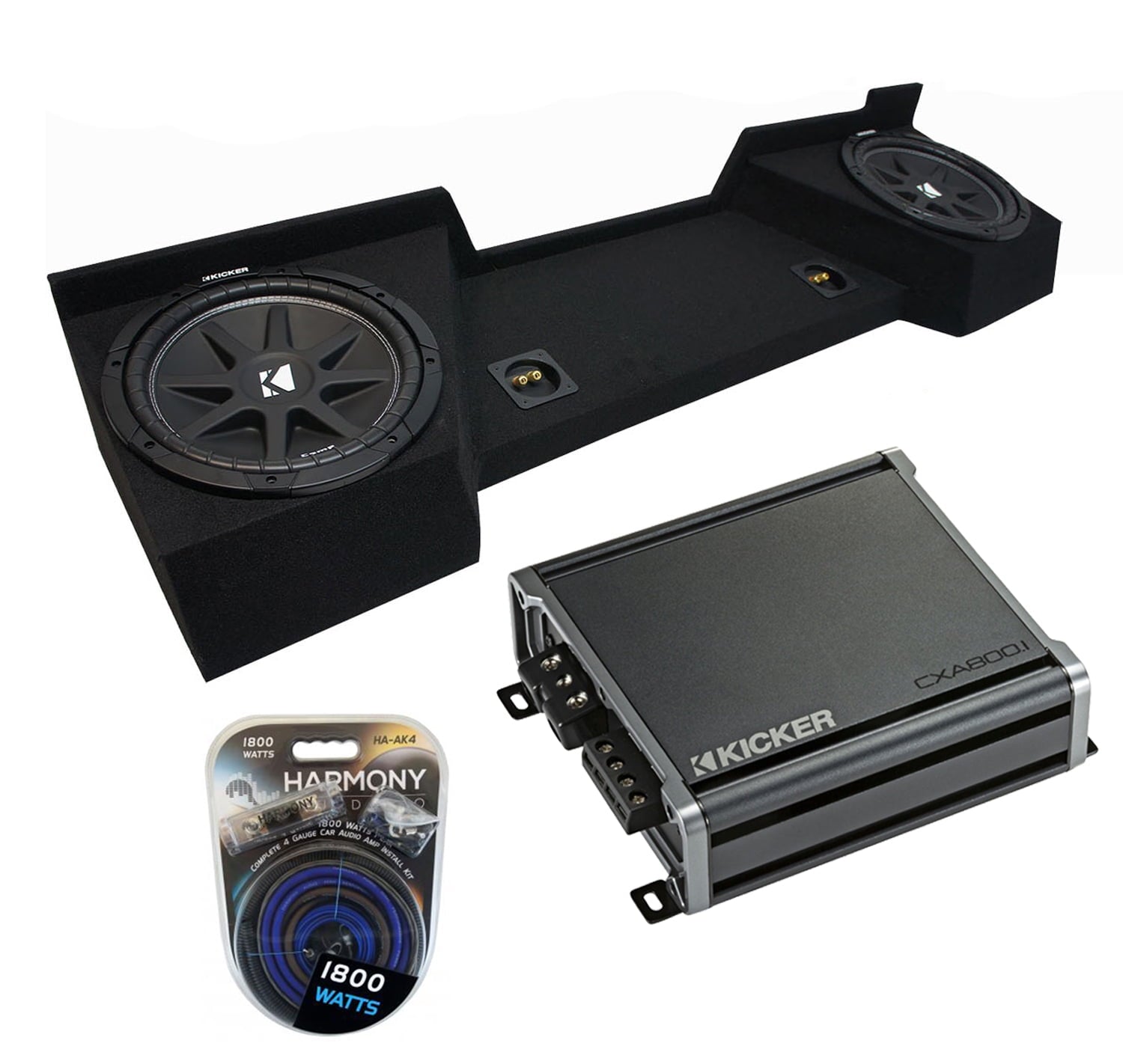 2007-2013 GMC Sierra Ext Cab Truck Kicker Comp C12 Dual 12 Sub Box & CXA8001 Amp