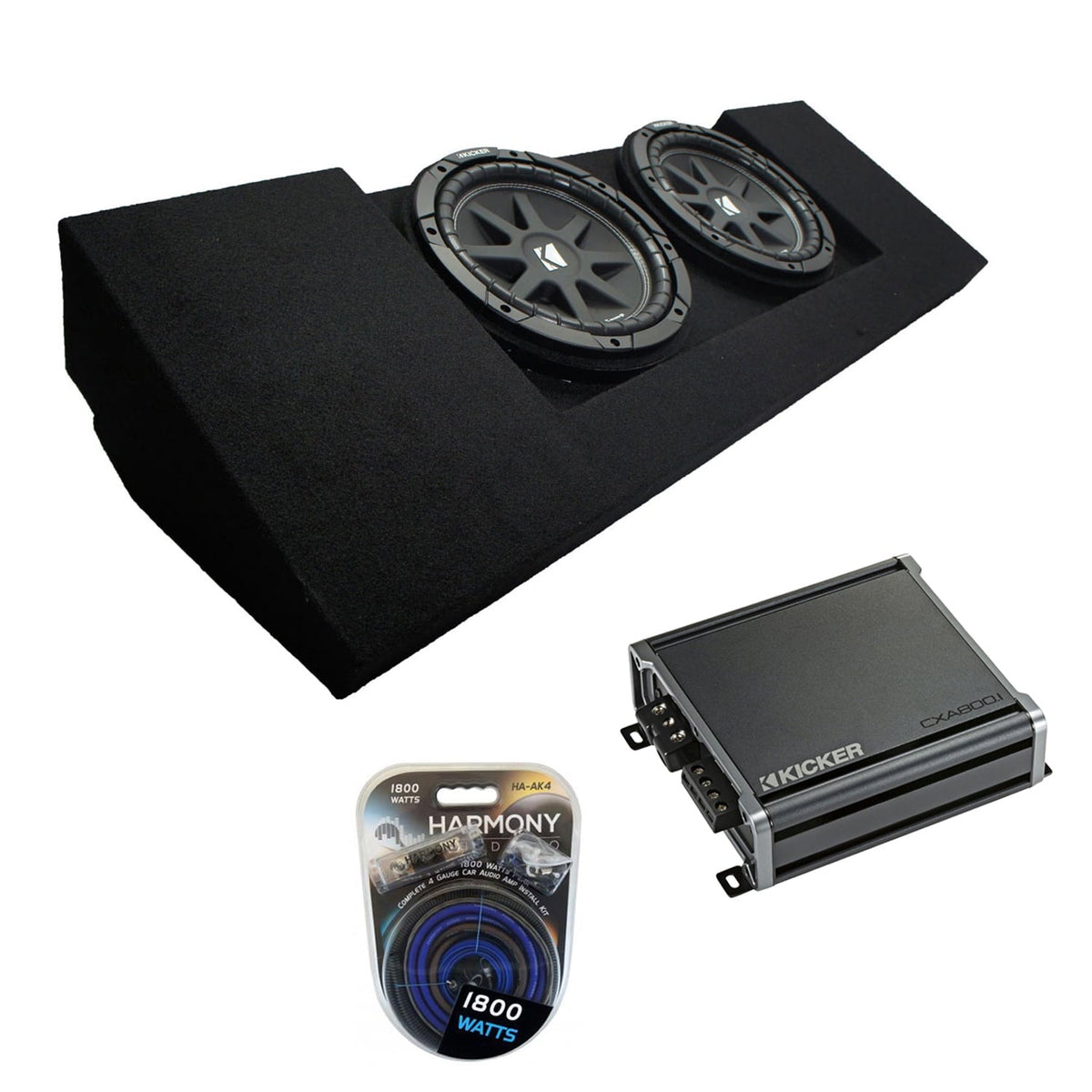 2015-UP GMC Canyon Crew Cab Truck Dual 10Kicker 43C104 Sub Box & CXA800.1 Amp