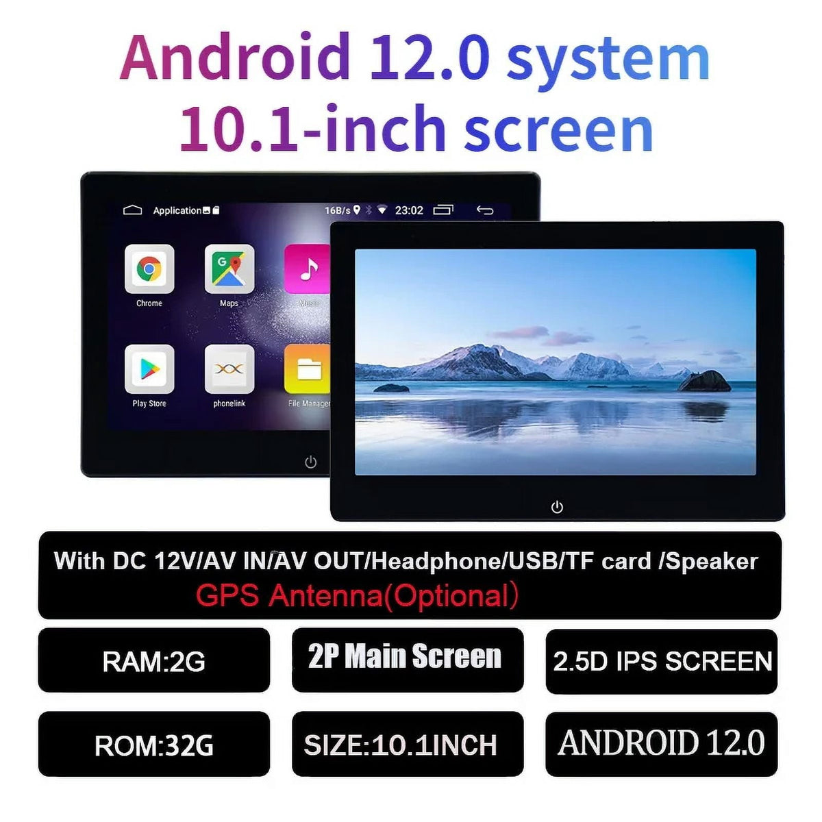 (2PCS) 10.1 INCH Car Headrest Video Multimedia Player Bluetooth Rear Back Seat TV Monitor Panel Android 12 2G+32G Touch Screen For Airplay