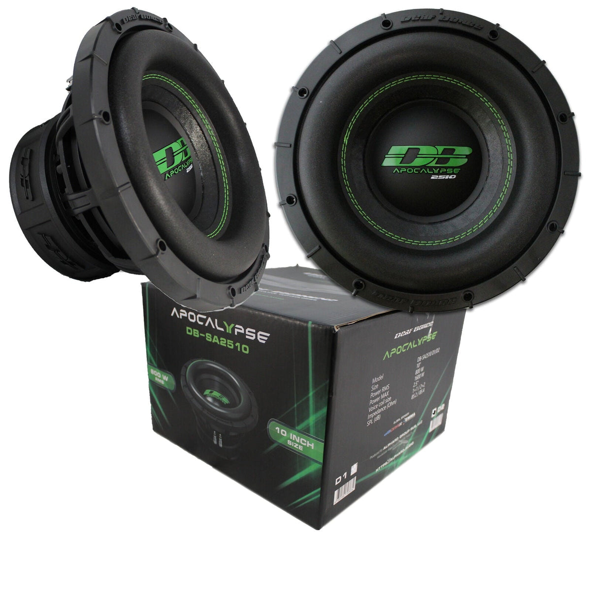 Deaf Bonce Apocalypse 10Dual 2 Ohm Car Subwoofers, 3200W Max Power, 2 Pack