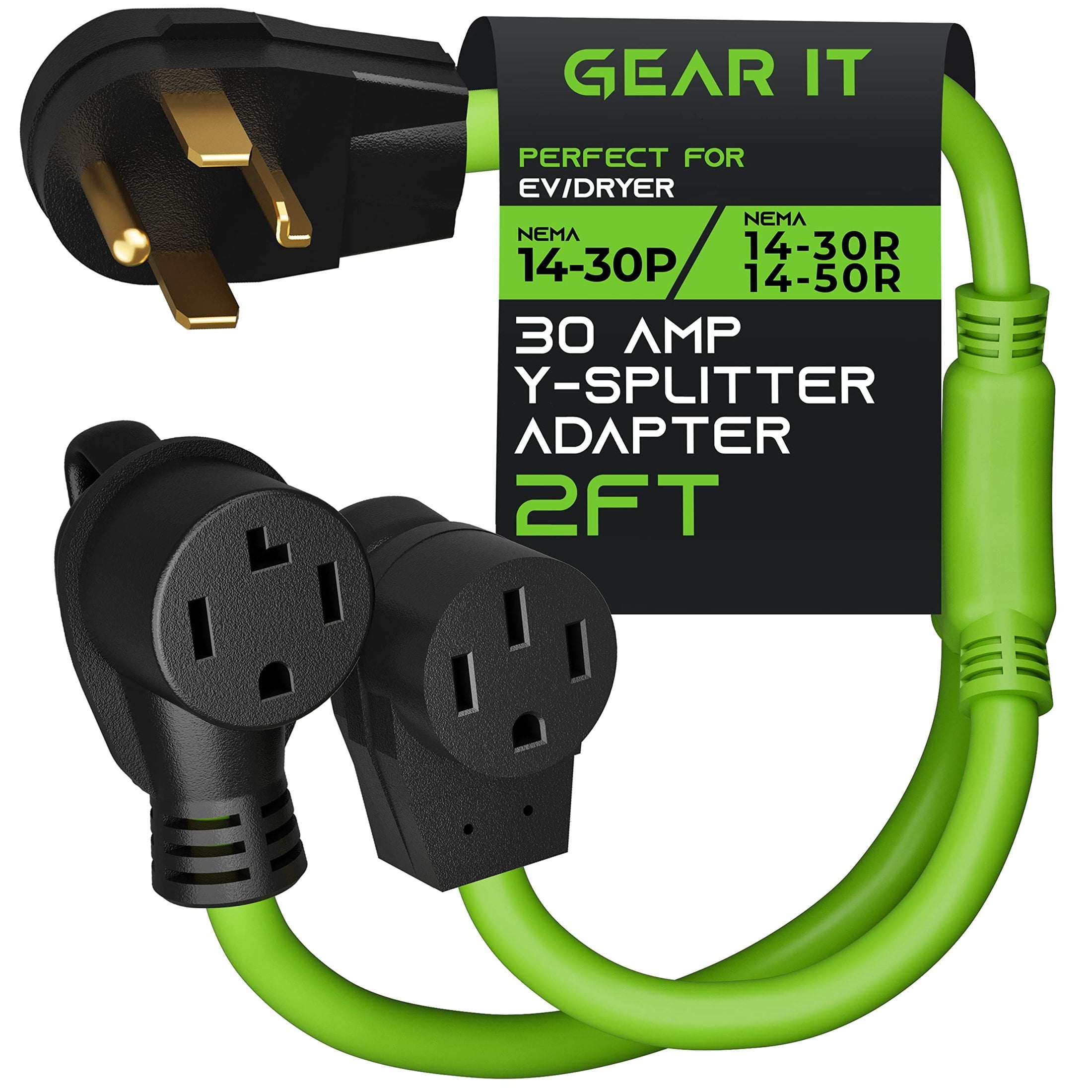 30 Amp Dryer Y Splitter Adapter Cord for RV and EV Charging 2.2 Feet