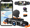 Dedaqian 360 Dash Cam Front And Rear Inside 4 Channels FHD 4 x 1080P Wi-Fi GPS Car Camera, Free 64GB SD Card, Night Vision