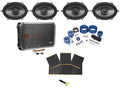 (4) Polk Audio MM572 5x7 1200 Watt Car Speakers Bundle with 4-Ch Amplifier, Wires & Rockmat
