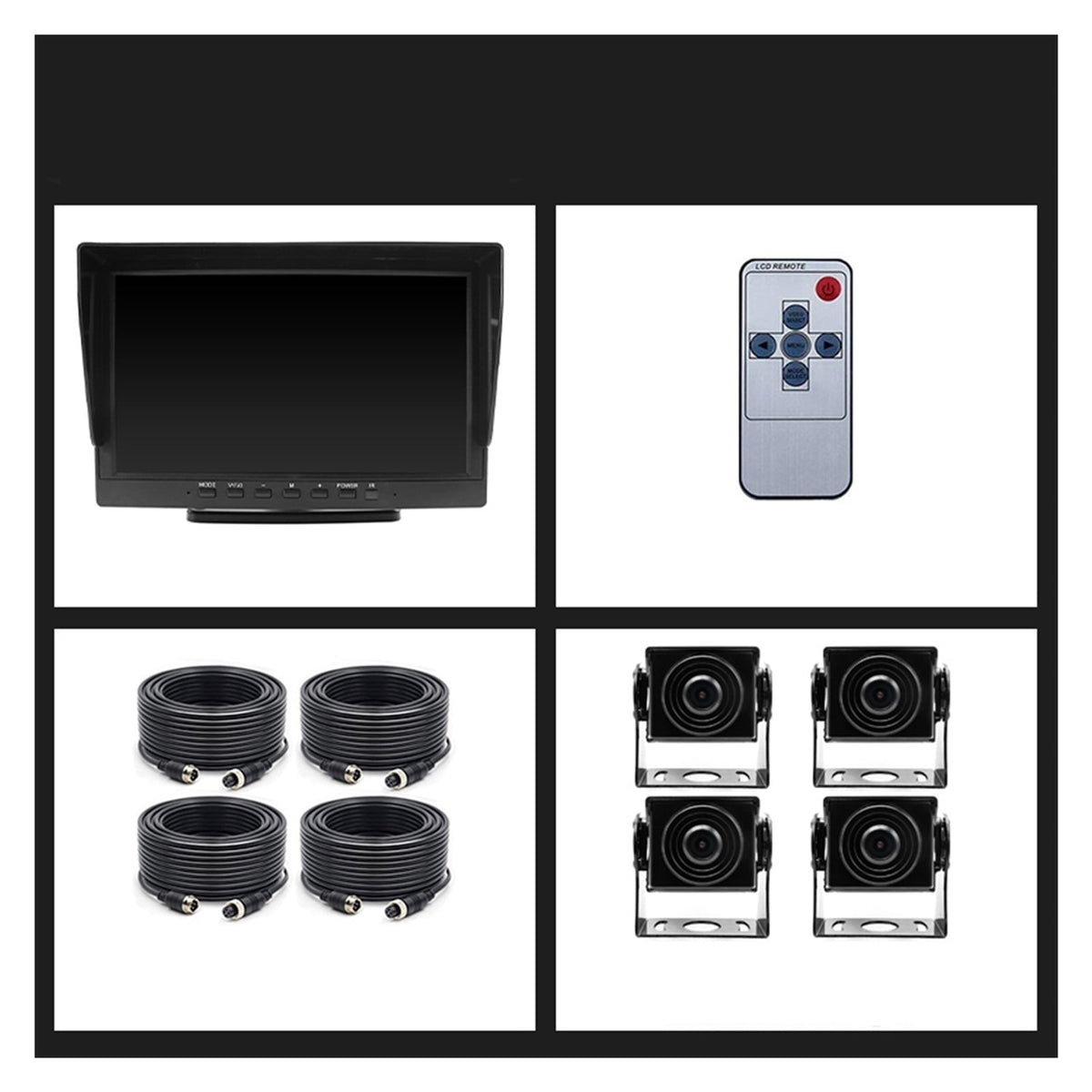 4CH AHD 1280x720P 10.1 Inch IPS Truck Bus Vehicle DVR Recorder Monitor With 4 Channels Front Rear Left Right AHD Parking Camera