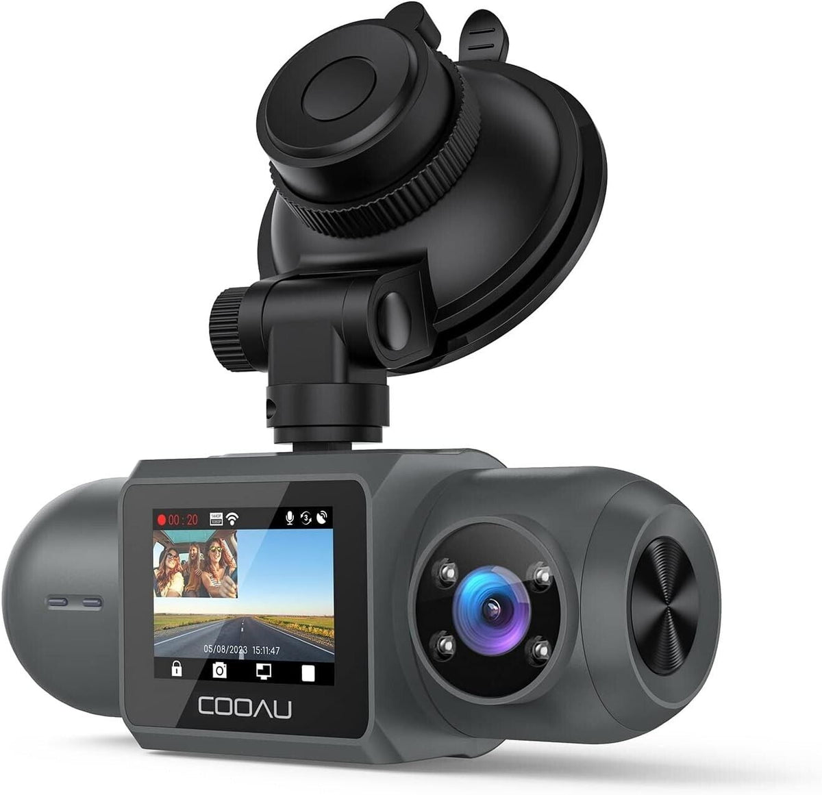 4K Dash Cam with GPS Wi-Fi, Front and Inside Dual 2.5K 1080P, Uber Car Camera