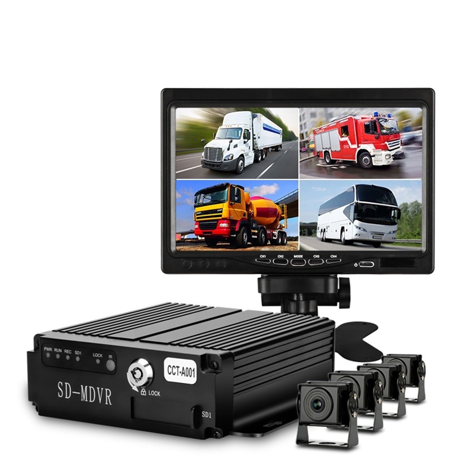 7 inch Truck DVR Driving Video Recorders 2 /4 Channel Black Box Backup Camera AHD Night Vision Rear View Monitor 12-24V