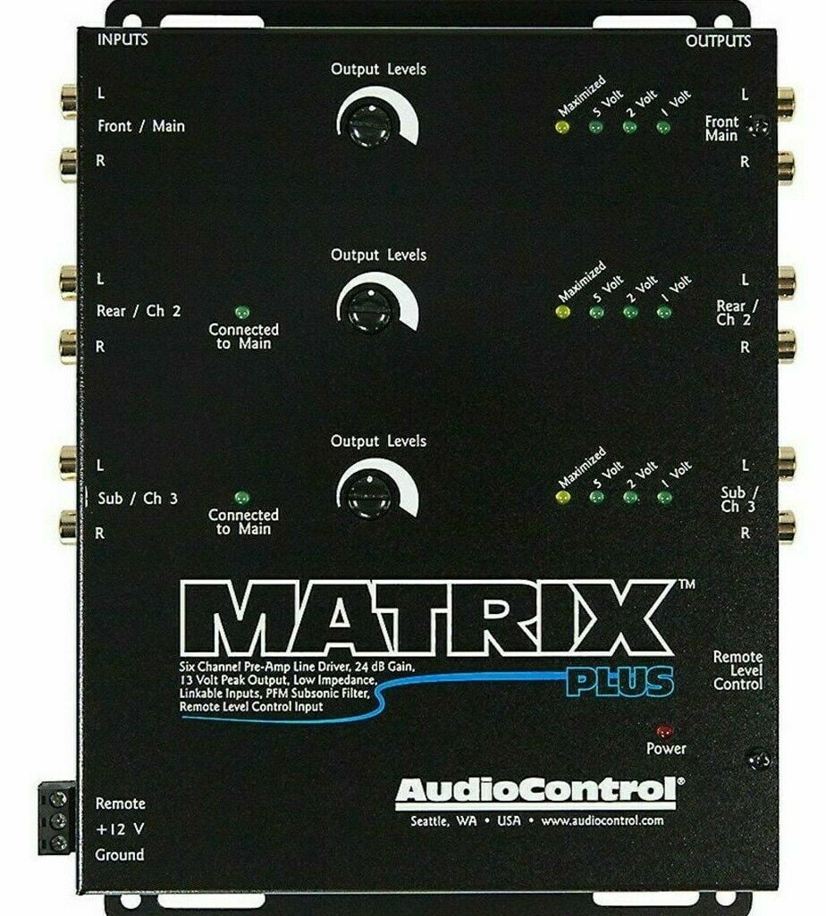 AUDIOCONTROL MATRIX PLUS BLACK 6-CHANNEL LINE DRIVER OPTIONAL LEVEL CONTROL NEW