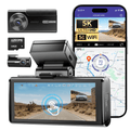 AZDOME M580 5K 5GHz WiFi Dash Cam Front and Rear, 4 Inch Touchscreen Dash Camera for Cars, Free 64GB Card Dash Camera 4K+1080P GPS WDR Night Vision 24H 4 Modes Parking Monitor
