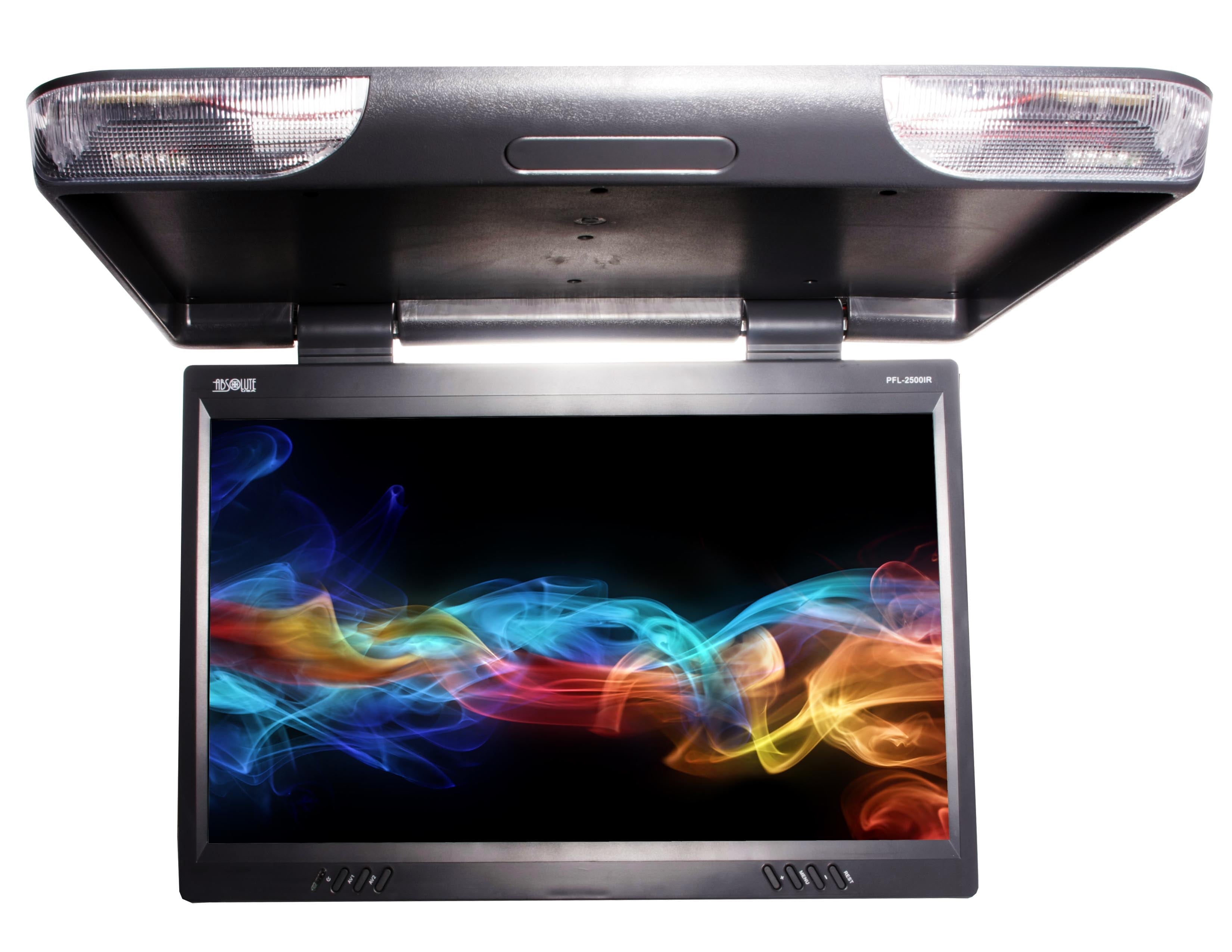 Absolute PFL2500IRG (Gray)<BR/> 25TFT-LCD Roof Mount Overhead Flip-Down Monitor Built-In IR, Remote, Dome Light, Gray