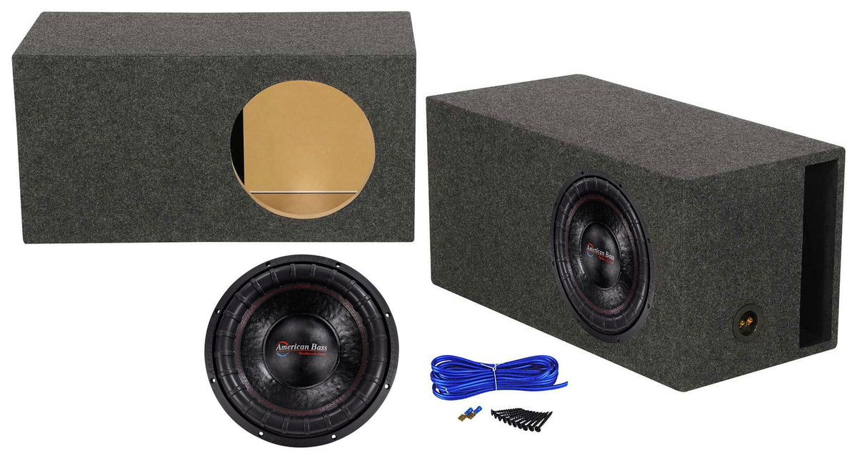 American Bass ELITE-1244 2400 Watt 12Car Subwoofer+Vented Sub Box Enclosure