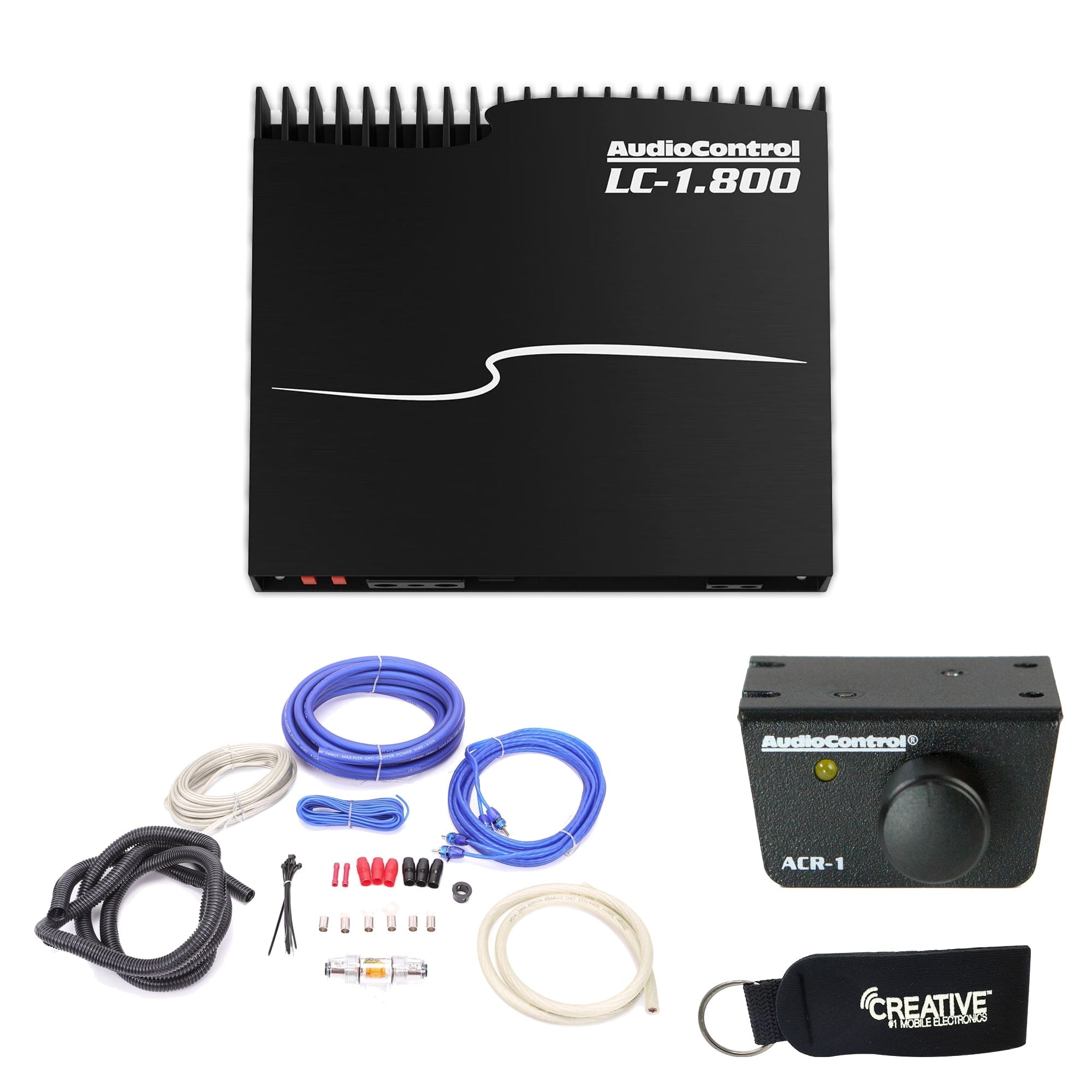 AudioControl LC-1.800 High-Power Mono Subwoofer Amplifier with Accubass, ACR-1 Dash Remote, And Wiring Kit