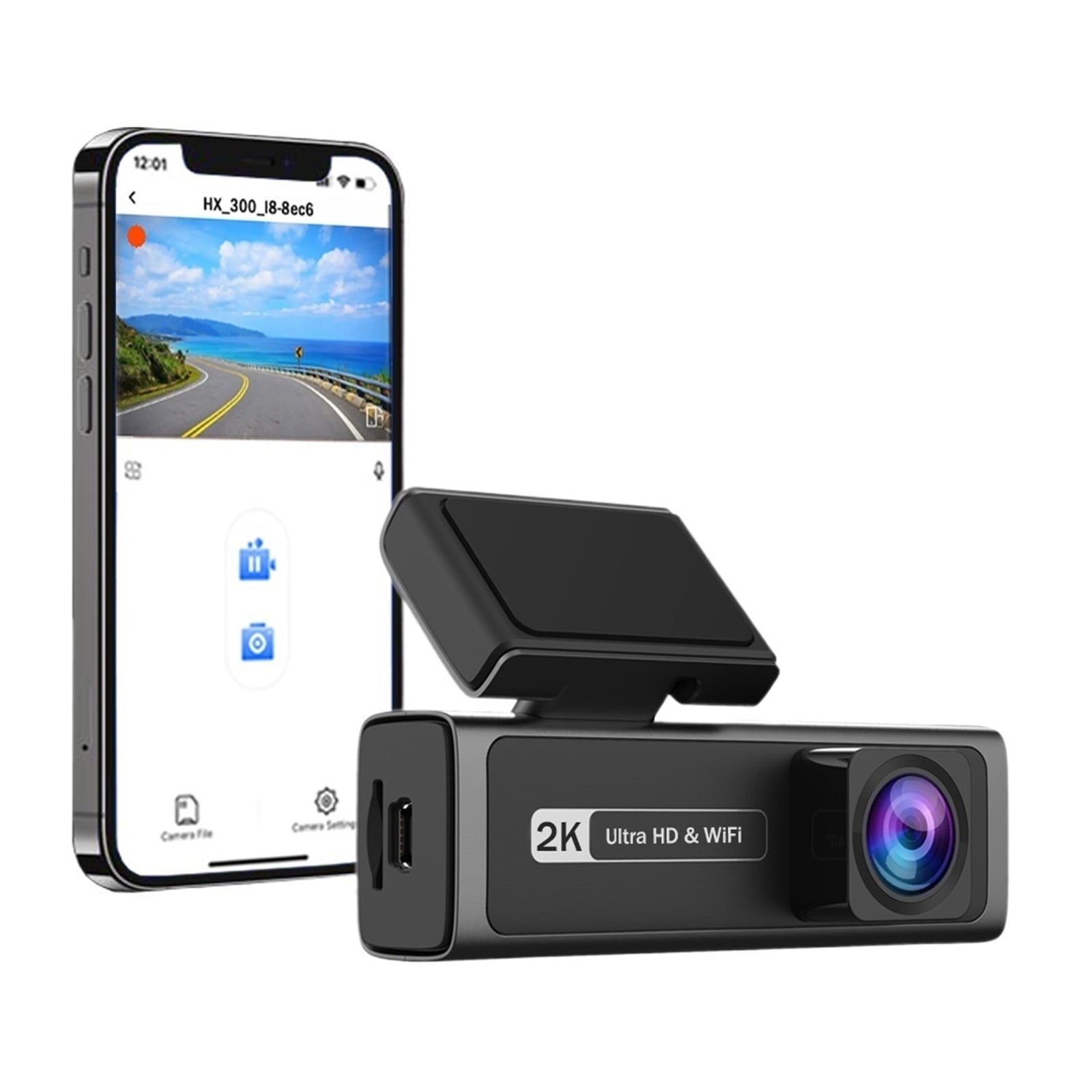 Automotive supplies 2K WiFi 1400P Hidden Dashcam Car With 1.5-inch Screen Dashboard Video Camera Front Logger Built-in WiFi, Night Vision, WDR, Apps Car recorder