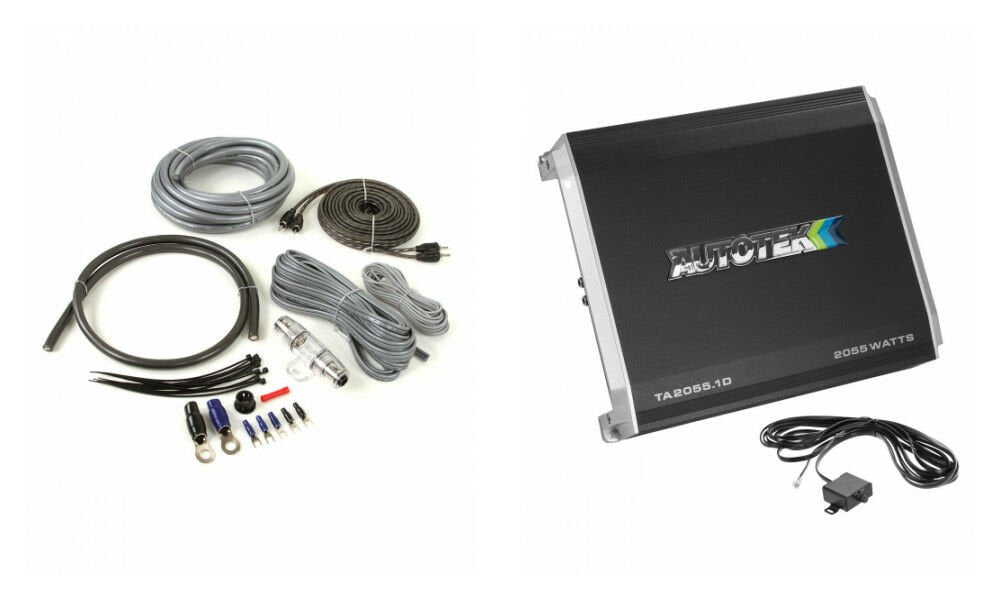 Autotek TA-2055.1D + Belva 4 Gauge Amp Wiring kit 1000W Mono Class D Subwoofer Car Audio Amplifier and Bass Remote