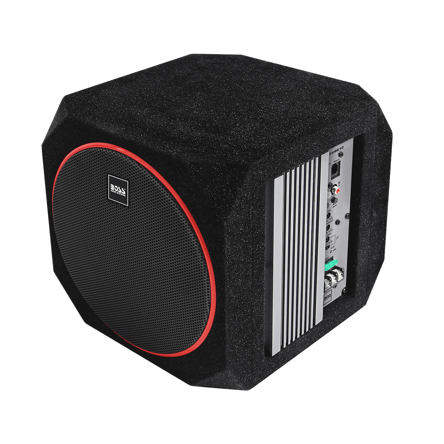 BOSS Audio Systems CUBE10 600W 10 inch Car Subwoofer and Amplifier Combo - Built in Amp, Passive Radiator, Low Pass Filter, Bass Boost