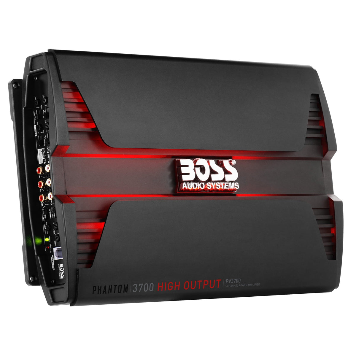 BOSS Audio Systems PV3700 Phantom Series 5 Channel Class A/B Car Amplifier ¨C 3700 High Output, 2-8 Ohm Stable, Low/High Level Inputs, High/Low Pass Crossover, MOSFET, Hook up to Subwoofer for Bass