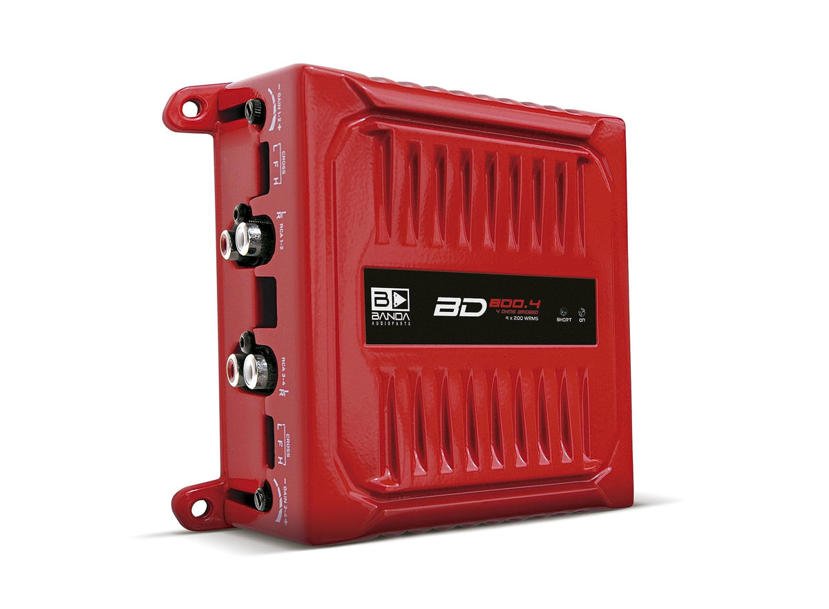 Banda Audioparts BD800.42OHMRED 800 Watts 4 Channel 2 Ohm Full Range Car Audio Amplfier 4 x 200 Watt Rms 4 Ohms Bridged - Red