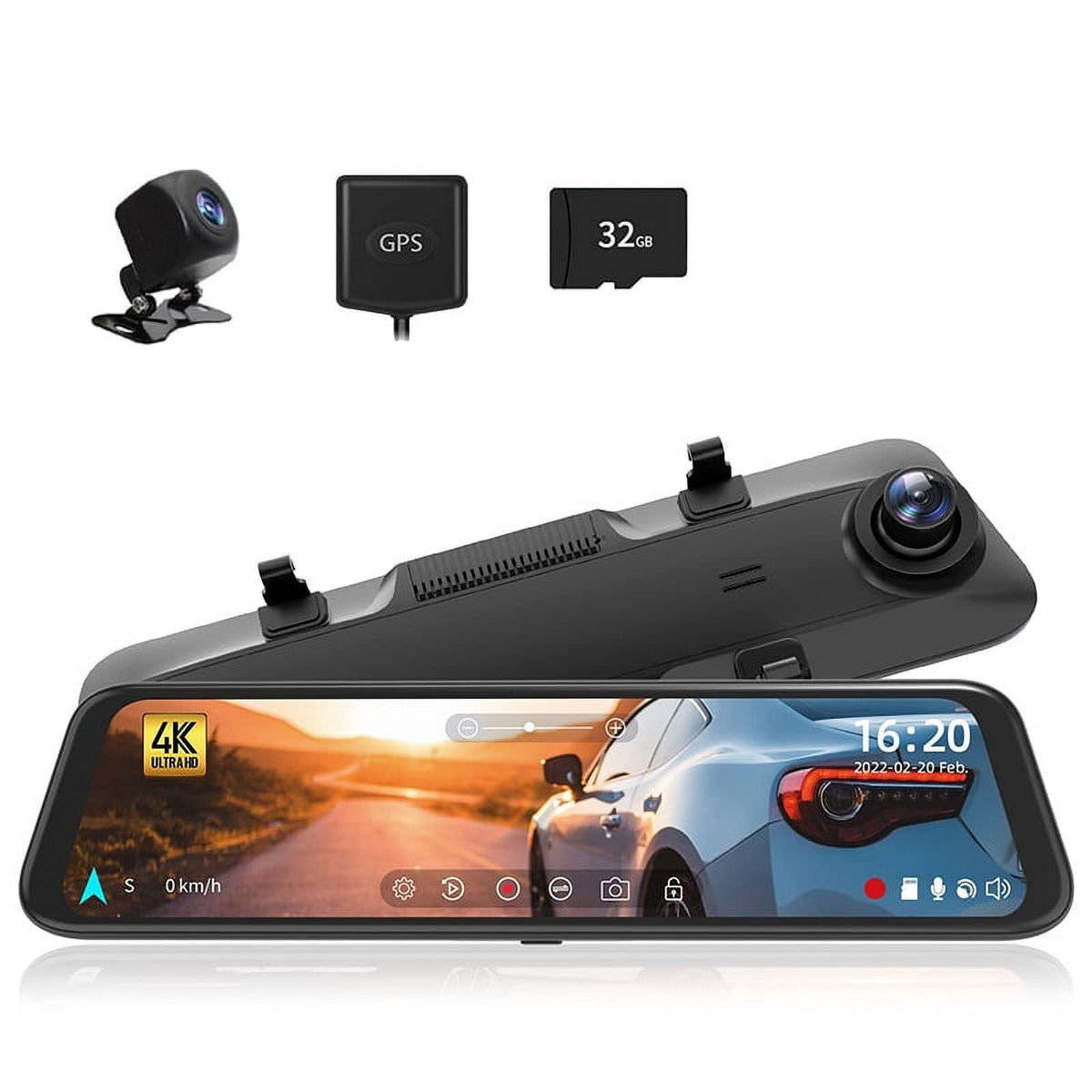 Bileeko 4K Car Mirror Dash Cam 12¡ì Dual Camera Front and Rear Backup Camera Super Night Vision,Parking Monitoring,Reversing Assistance, include GPS 32GB TF Card