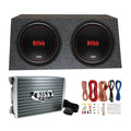 Boss Chaos Exxtreme 121200W 4 Ohm Subwoofer (Pair) w/ Box, Amplifier & Wiring