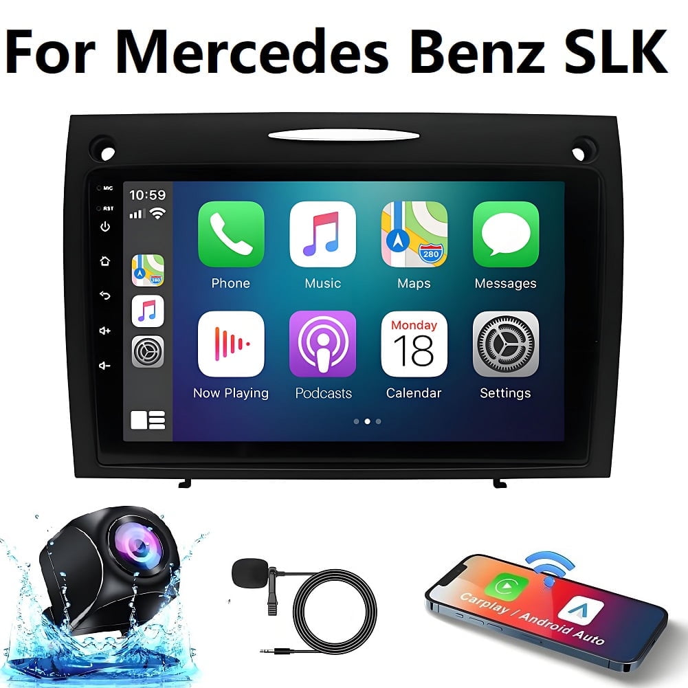Gsuatey Car Stereo Radio for Mercedes Benz SLK class R171 2004-2010 with Carplay Android Auto GPS Navigation, 9'' Touchscreen Bluetooth FM WiFi Mirror Link Car Radio with Backup Camera