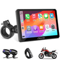 Carpuride W712D Wireless Carplay Android Auto Waterproof IP67 Motorcycle Stereo, with HD Dual Cameras Support screen horizontal and vertical rotation